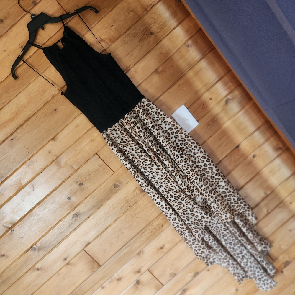 GUESS Dress Size Small Jungle Fever Cheetah Print Crochet Halter Racer T…